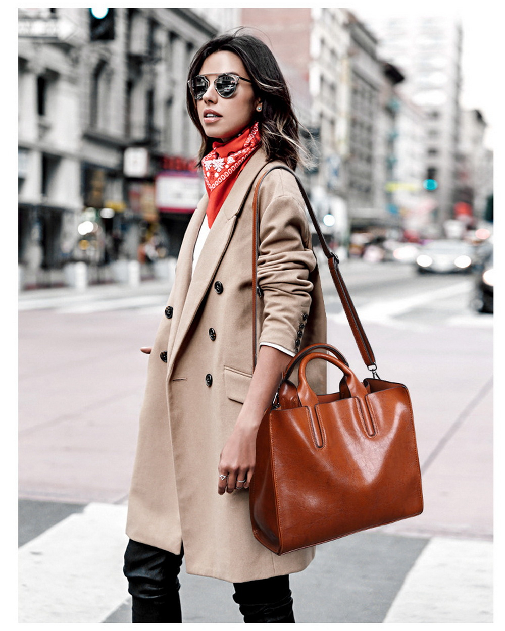 Women's Oil Eco-Leather Tote Bag